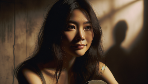 Женщина, испытывающая одиночество и эмоциональную дистанцию в отношениях, в полумрачной комнате.